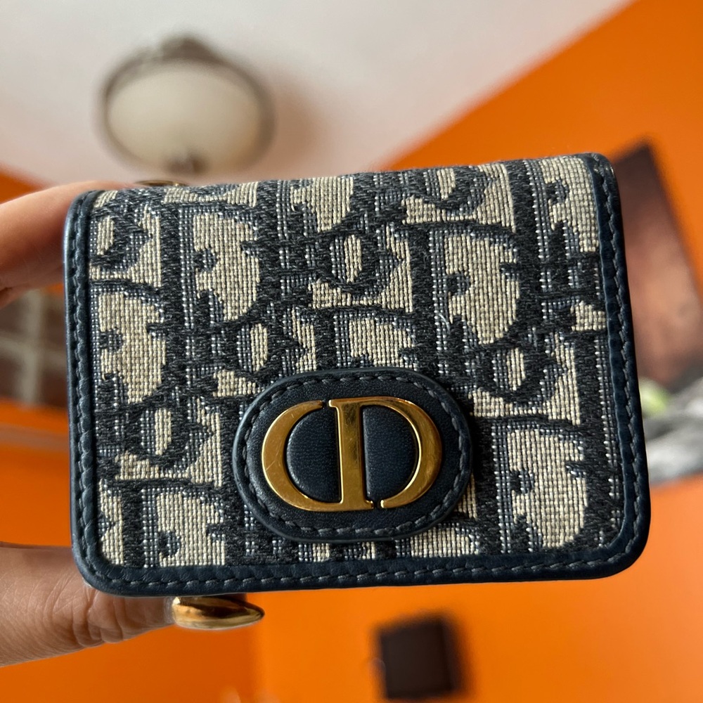 SOLD Dior Oblique Tri-fold Canvas Navy Wallet - Picture 8 of 8